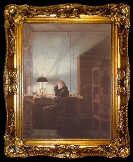 framed  Georg Friedrich Kersting Reader by Lamplight (mk09), ta009-2